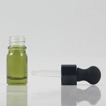 30pcs 5ml olīvu zaļa Stikla Ēteriskās Eļļas Pudele Ar alumīnija black pilinātāju klp, 5ml mini stikla pilinātāju Eļļas Tvertnes Attēls 2