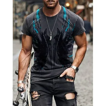 Eiropas un Amerikas iela karstā T-krekls vīriešu 3D spalvu drukāt apģērbs brīvs un ātrās žāvēšanas T-krekls vasaras 2021