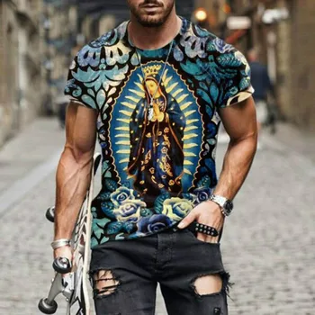 Eiropas un Amerikas iela karstā T-krekls vīriešu 3D spalvu drukāt apģērbs brīvs un ātrās žāvēšanas T-krekls vasaras 2021 Attēls 2