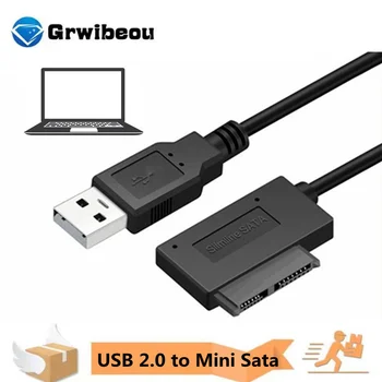 GRWIBEOU USB 2.0 Mini Sata II 7+6 13Pin Adapteris Pārveidotājs Kabelis Portatīvo datoru CD/DVD ROM Slimline Converter Disku HDD Caddy