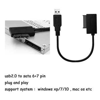 GRWIBEOU USB 2.0 Mini Sata II 7+6 13Pin Adapteris Pārveidotājs Kabelis Portatīvo datoru CD/DVD ROM Slimline Converter Disku HDD Caddy Attēls 2