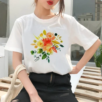 Smieklīgu T Kreklu apdruka Vīriešu Sieviešu Vasaras Īsām Piedurknēm Unisex Modes Top Tees Vīrietis Sieviete Āra Gadījuma White Flower T Krekls